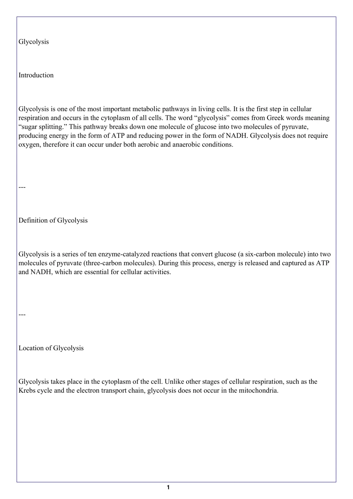 غلاف تقرير Glycolysis