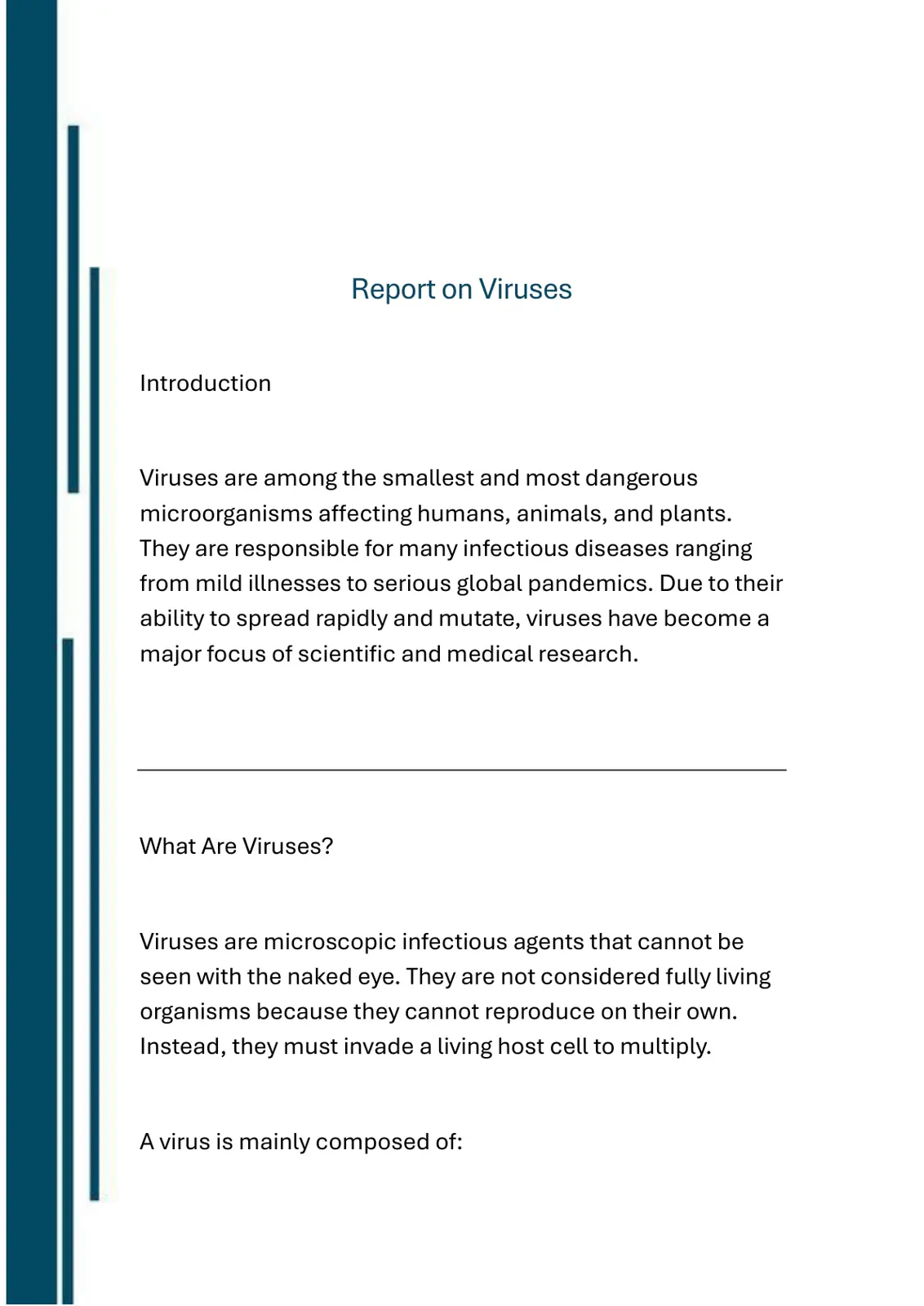 غلاف تقرير Report on Viruses