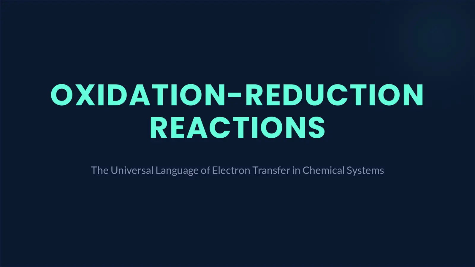 غلاف تقرير Oxidation-Reduction Reactions