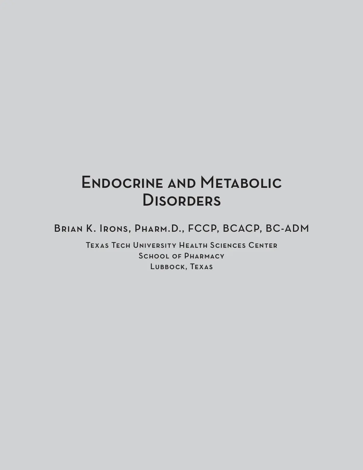 غلاف تقرير ENDOCRINE AND METABOLIC DISORDERS