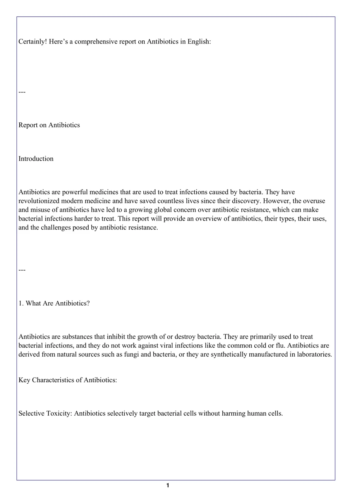 غلاف تقرير Report on Antibiotics