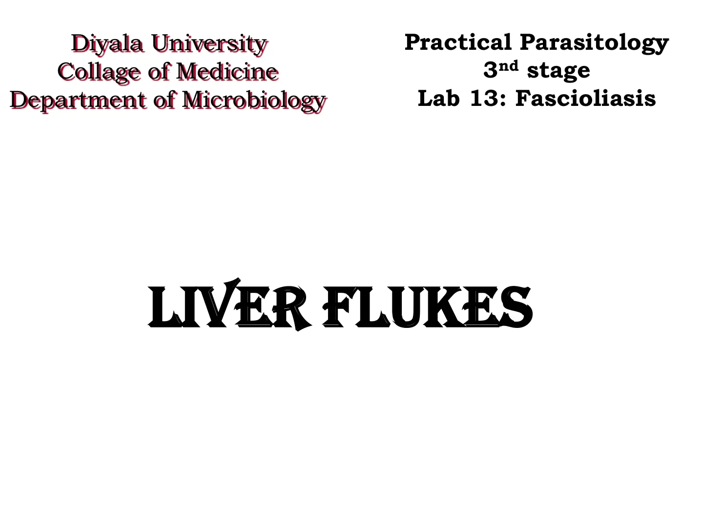 غلاف تقرير Lab 13: Fascioliasis LIVER FLUKES