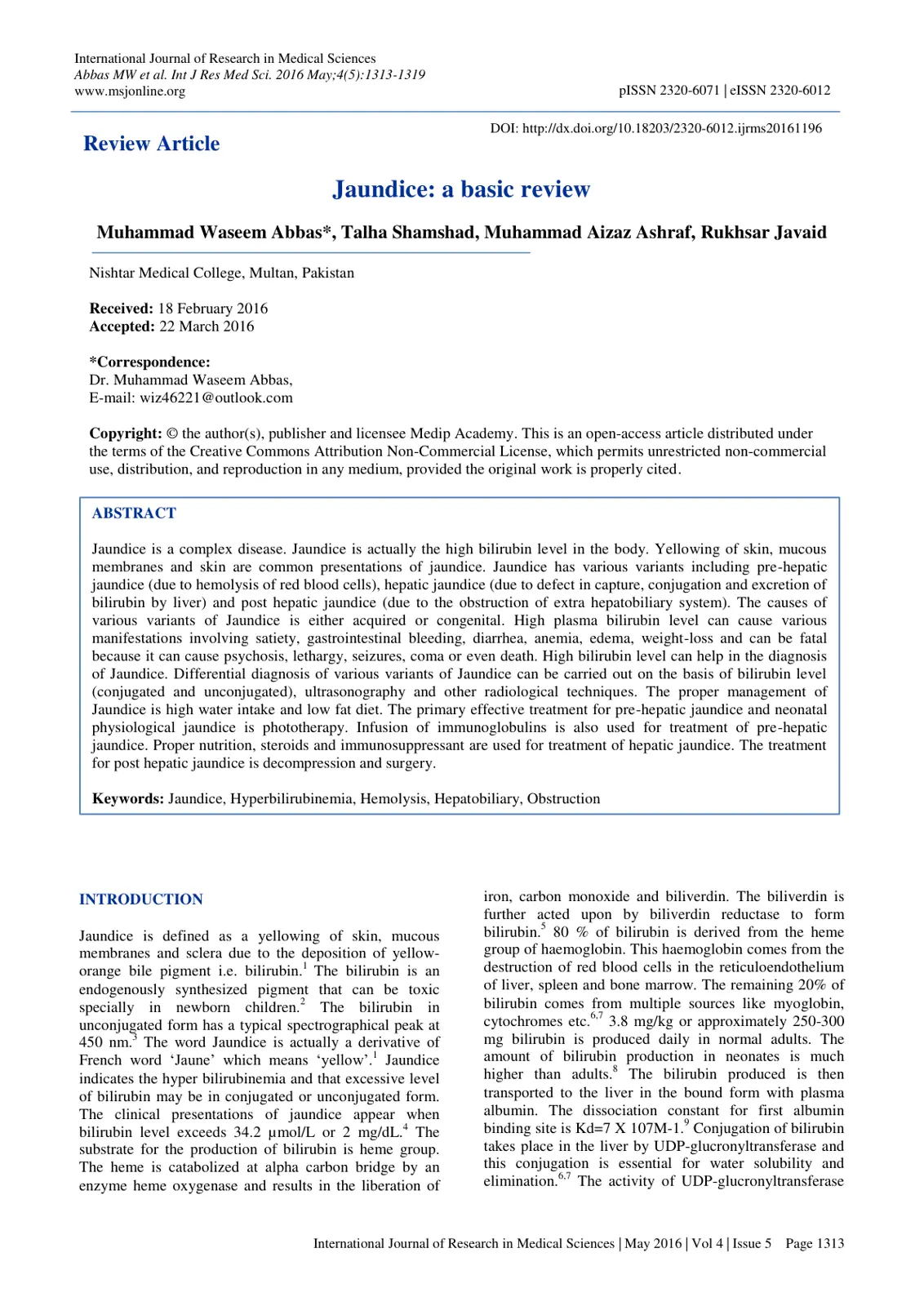 غلاف تقرير Jaundice: a basic review