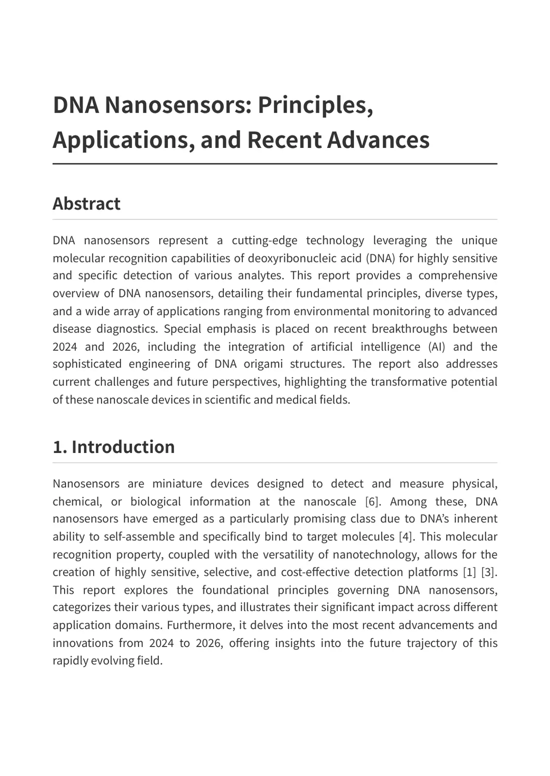 غلاف تقرير DNA Nanosensors: Principles, Applications, and Recent Advances