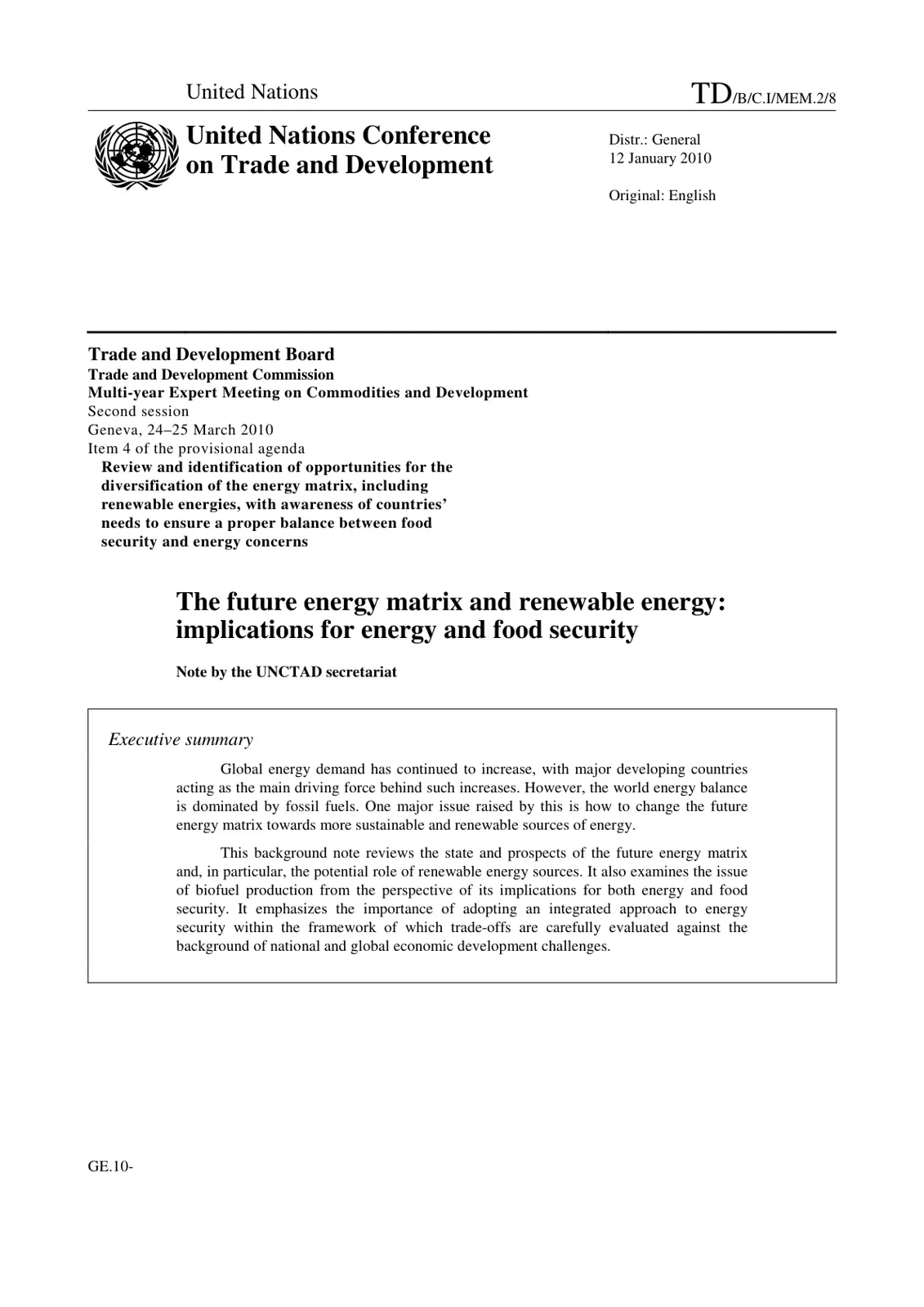 غلاف تقرير The Future Energy Matrix and Renewable Energy: Implications
