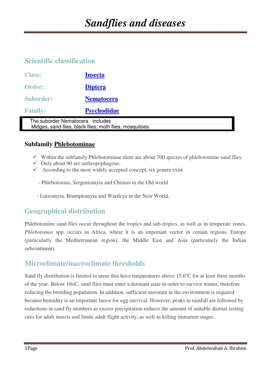 غلاف تقرير Sandflies and Diseases