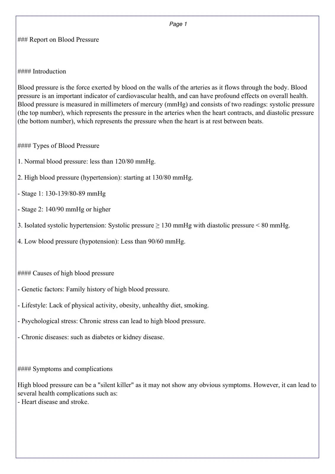 غلاف تقرير Report on Blood Pressure