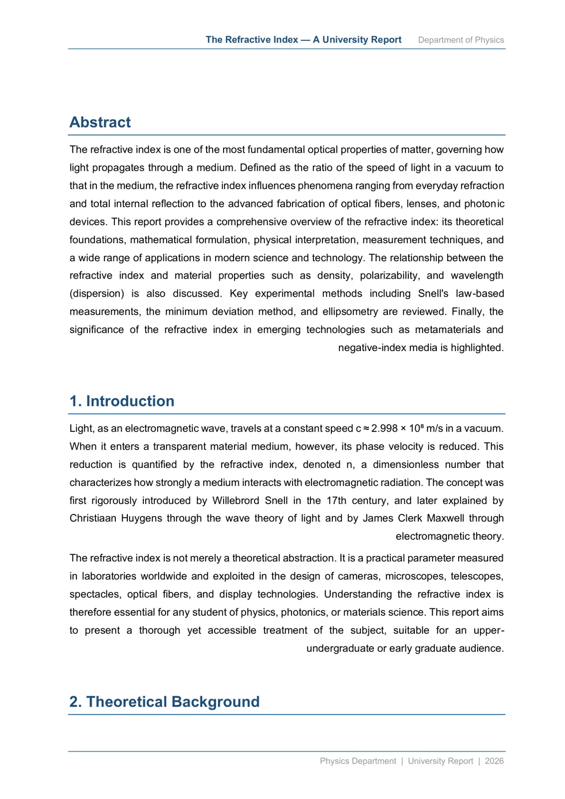 غلاف تقرير The Refractive Index - A University Report