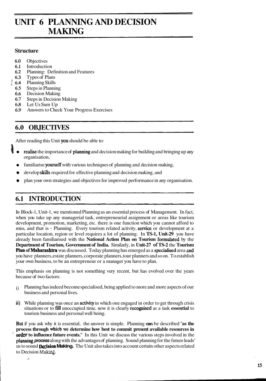 غلاف تقرير UNIT 6 PLANNING AND DECISION MAKING