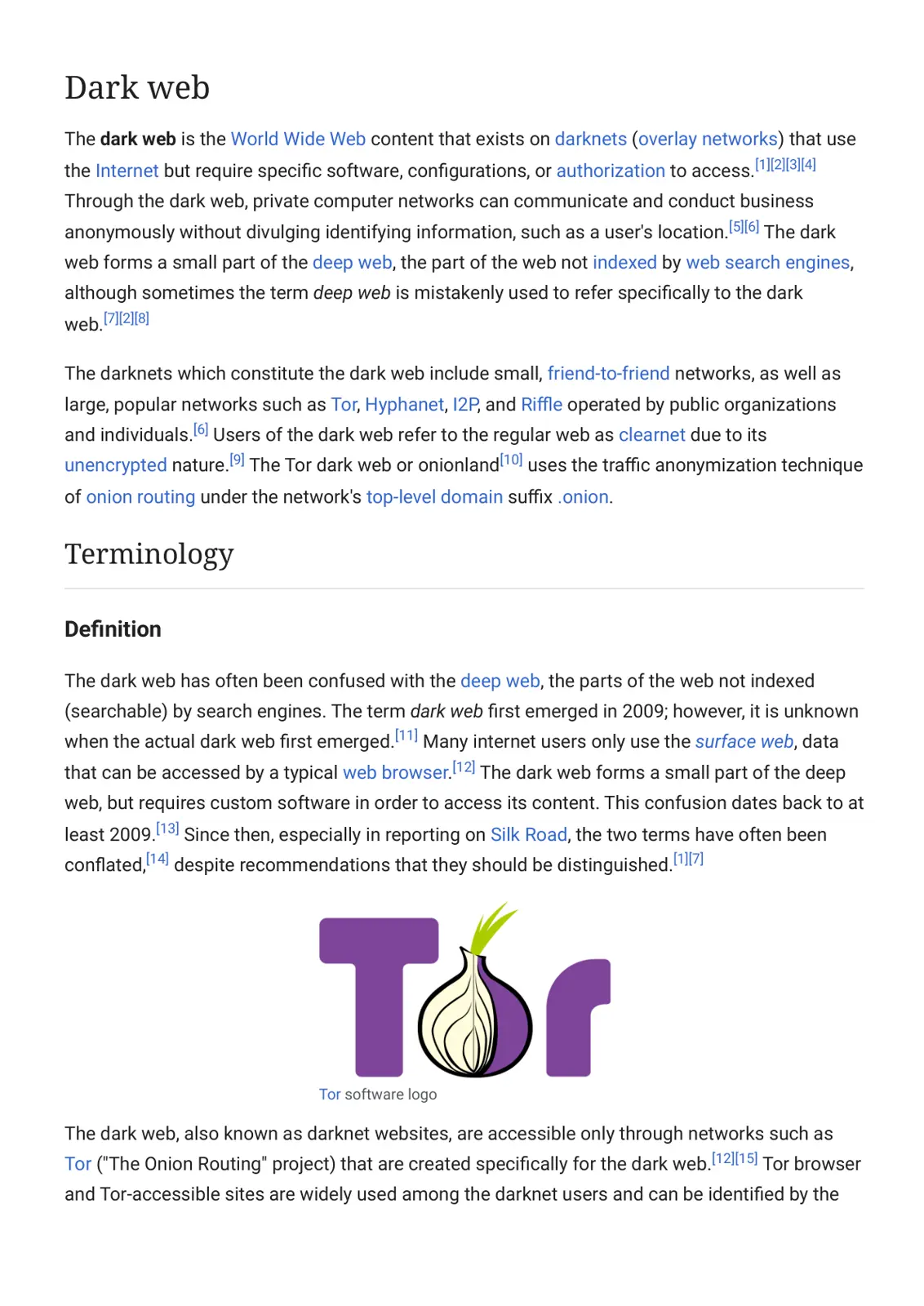 غلاف تقرير Dark web
