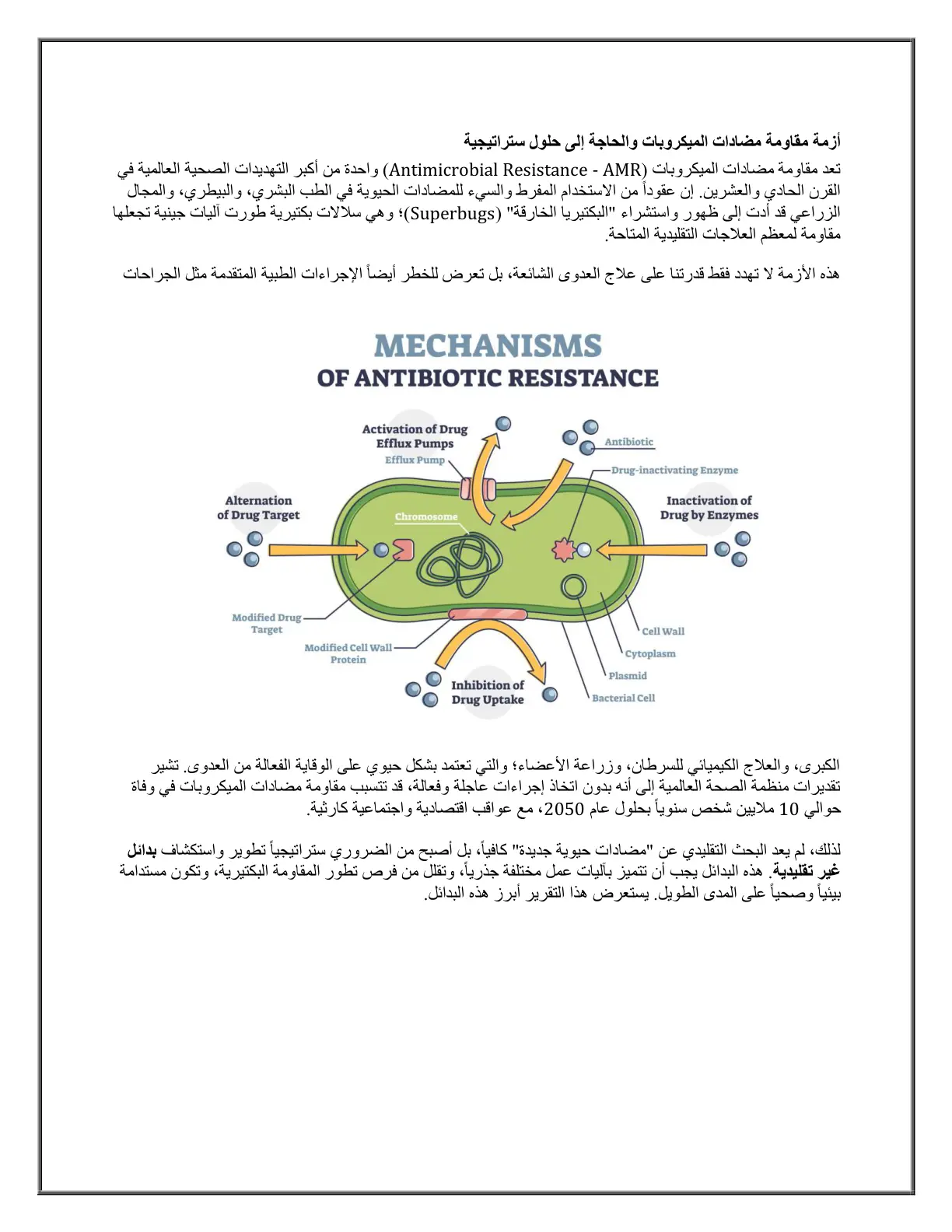 غلاف تقرير أزمة مقاومة مضادات الميكروبات والحاجة إلى حلول ستراتيجية