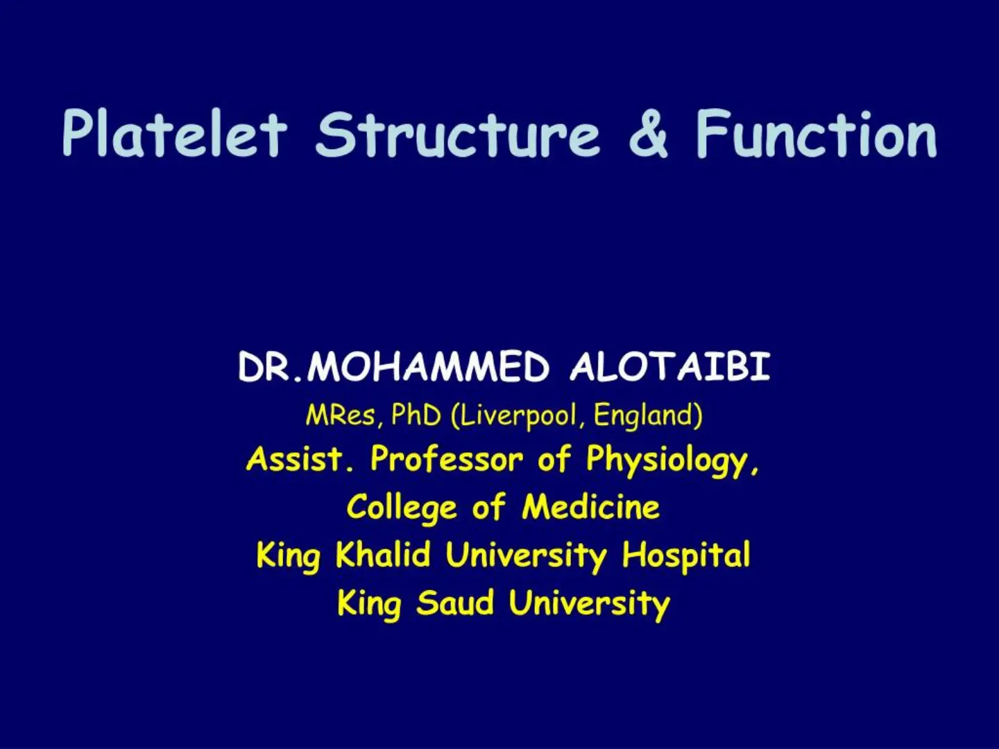 غلاف تقرير Platelet Structure & Function