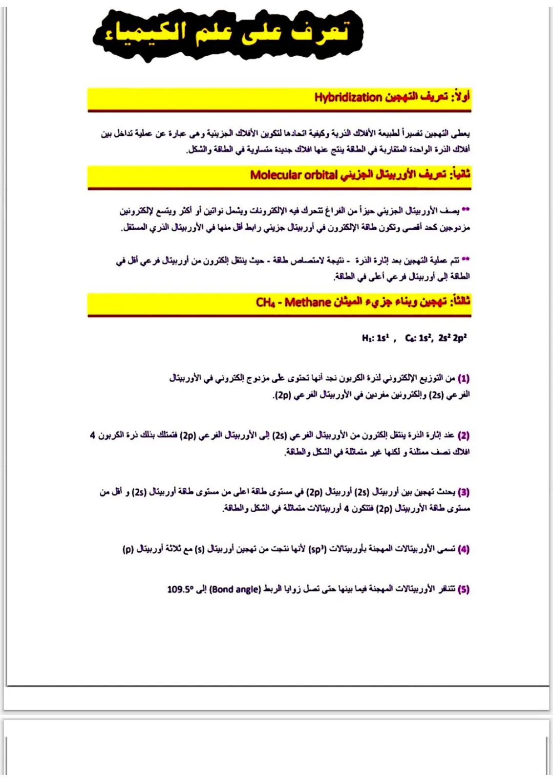 غلاف تقرير تعرف على علم الكيمياء: تعريف التهجين Hybridization