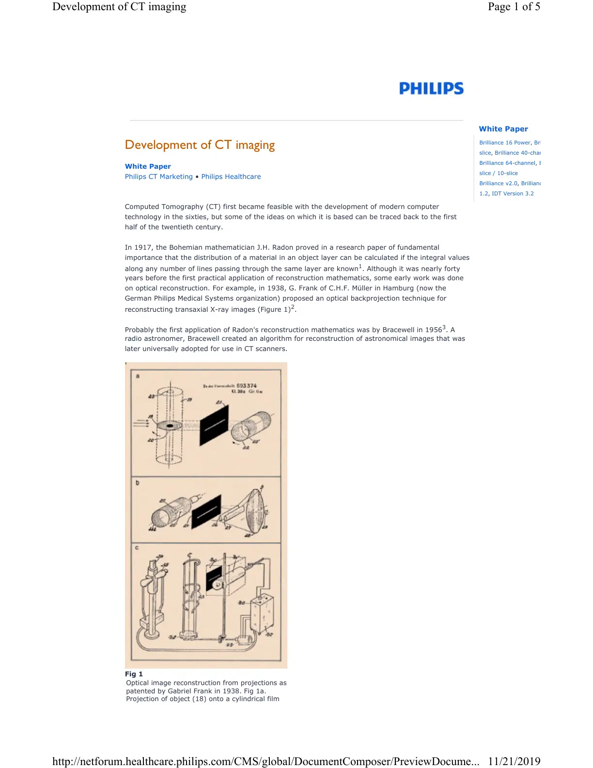 غلاف تقرير Development of CT imaging
