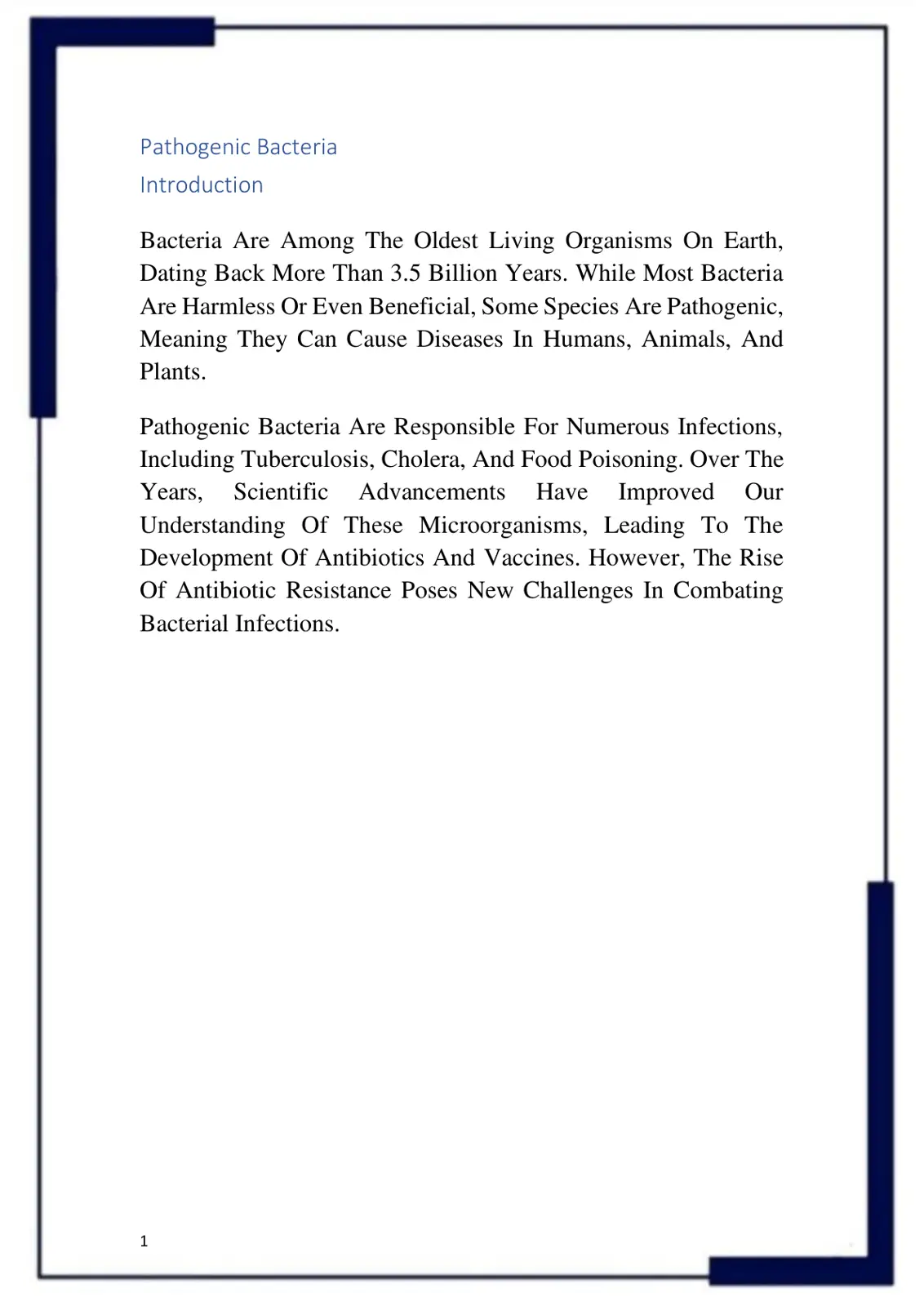 غلاف تقرير Pathogenic Bacteria