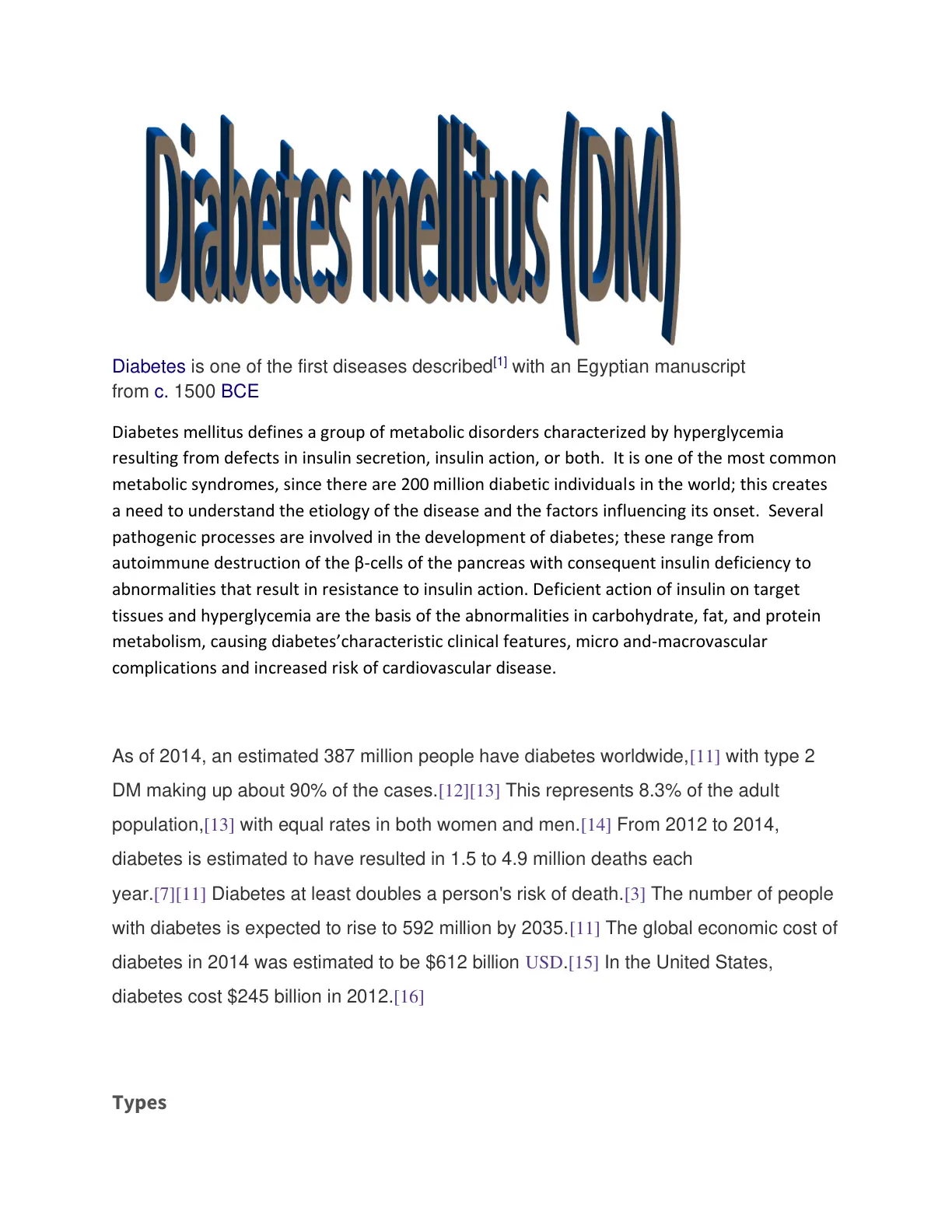 غلاف تقرير Diabetes mellitus (DM)