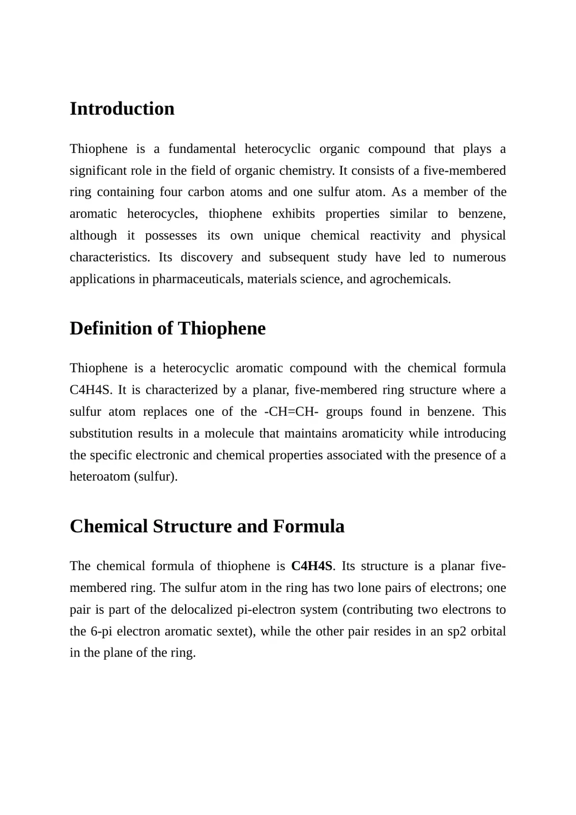 غلاف تقرير Introduction - Thiophene
