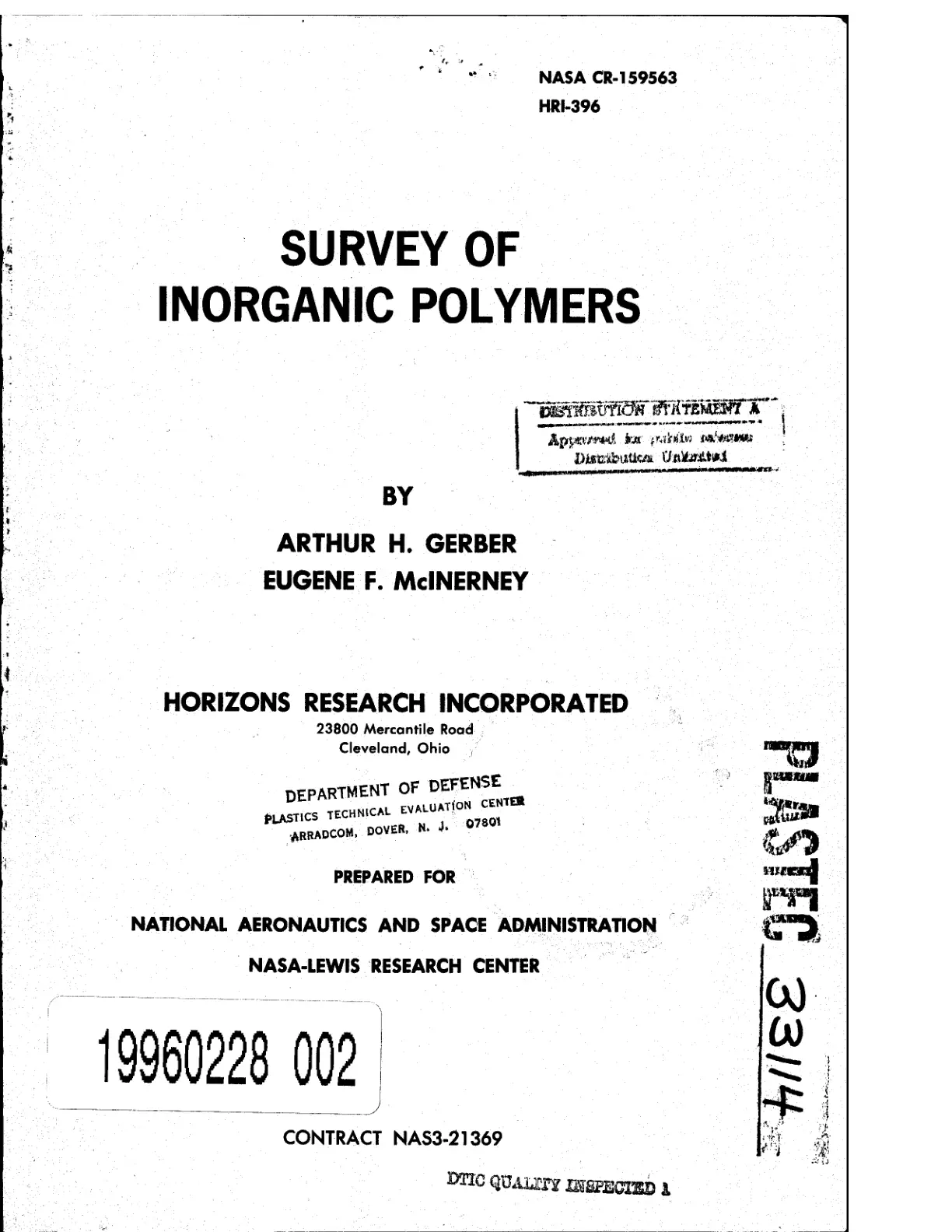غلاف تقرير SURVEY OF INORGANIC POLYMERS