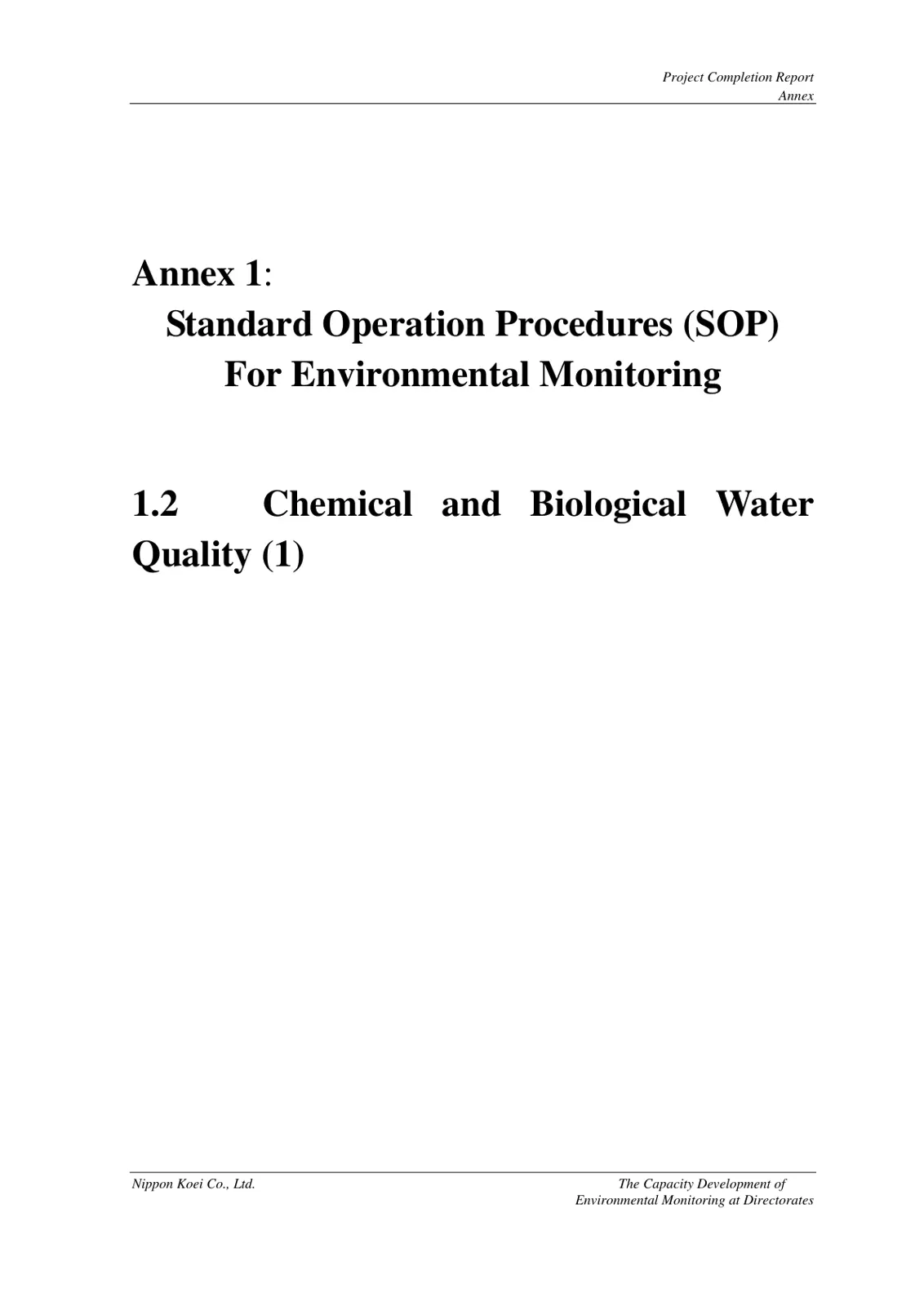 غلاف تقرير Standard Operation Procedures (SOP) For Environmental Monitoring