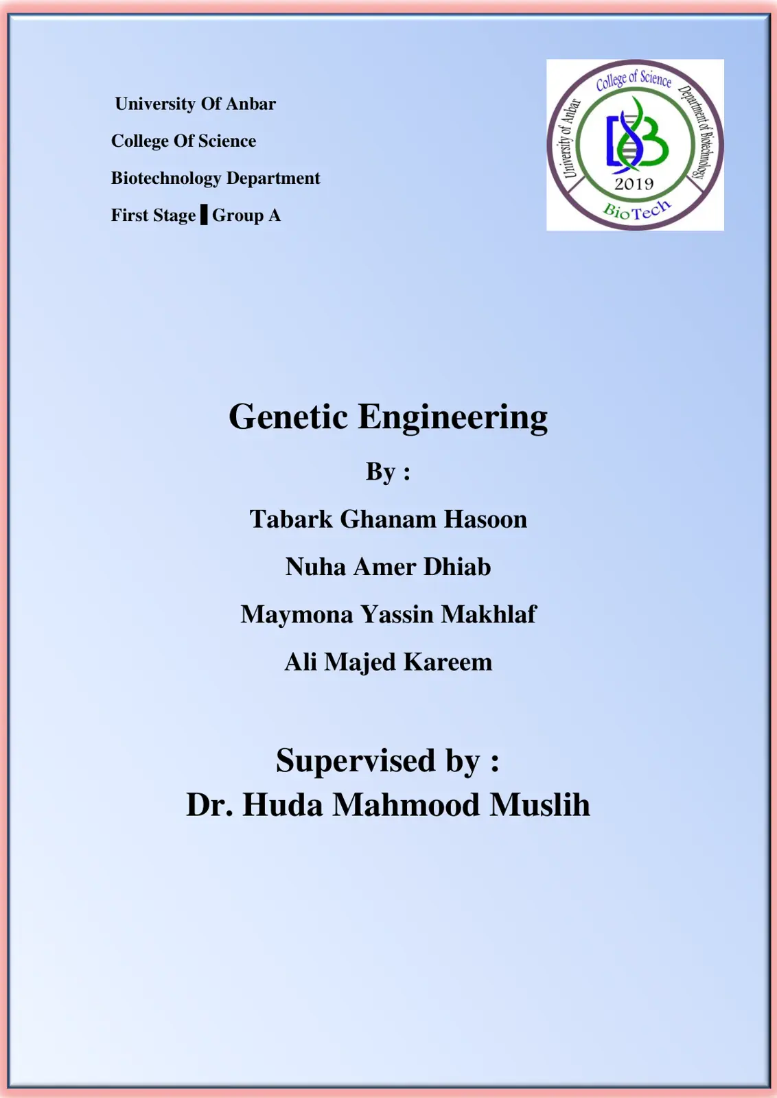 غلاف تقرير Genetic Engineering