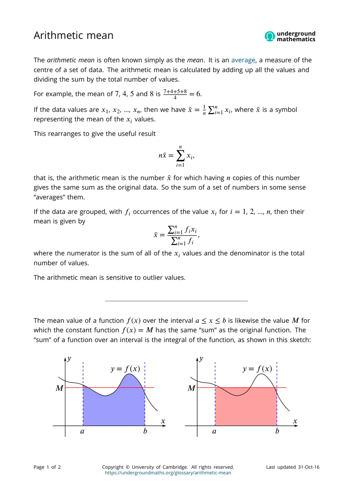 غلاف تقرير Arithmetic mean