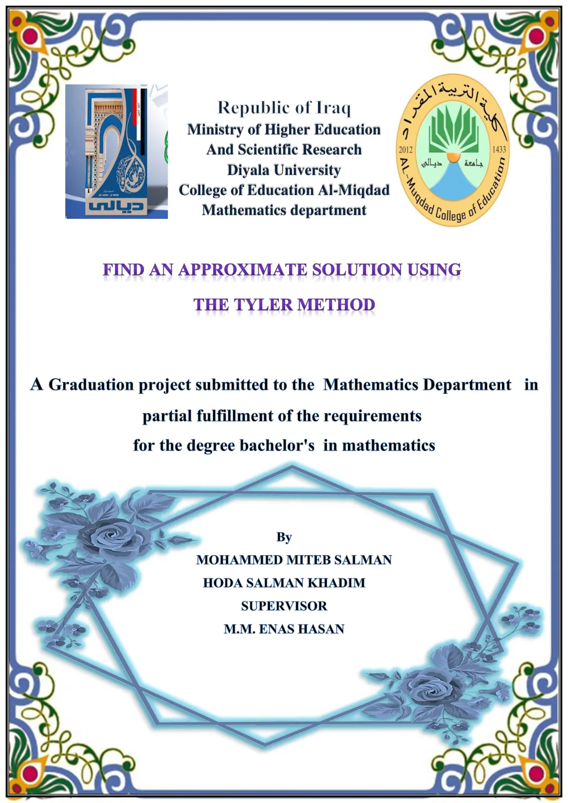 غلاف تقرير Find an Approximate Solution Using the Tyler Method