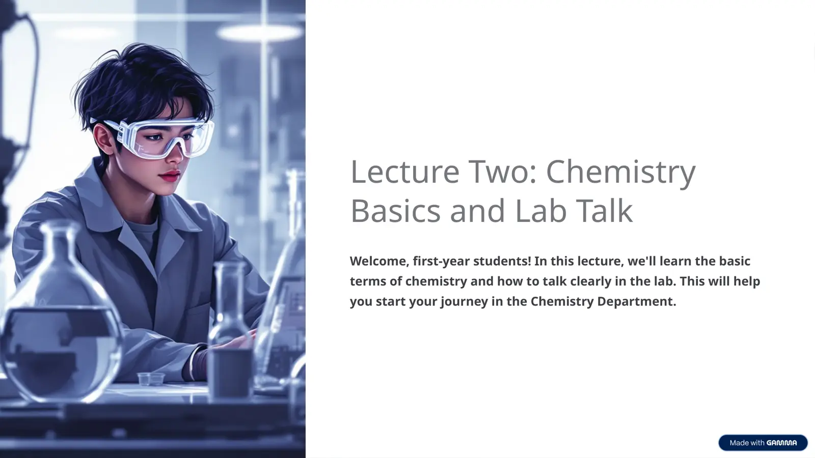 غلاف تقرير Lecture Two: Chemistry Basics and Lab Talk