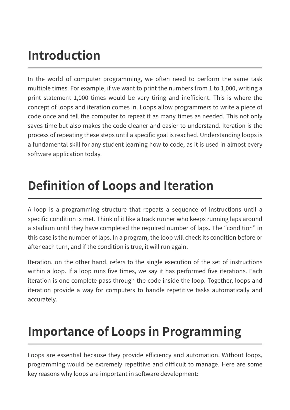 غلاف تقرير Loops and Iteration