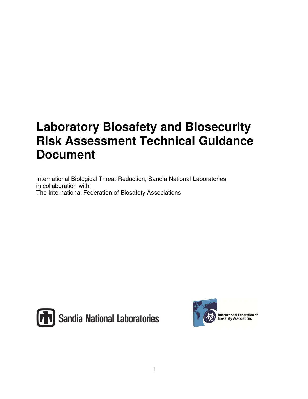 غلاف تقرير Laboratory Biosafety and Biosecurity Risk Assessment Technical Guidance Document