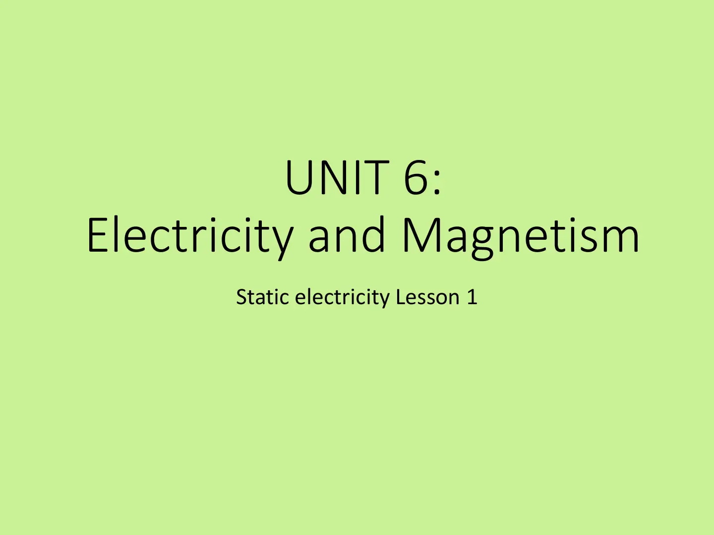 غلاف تقرير Electricity and Magnetism - Static Electricity Lesson 1