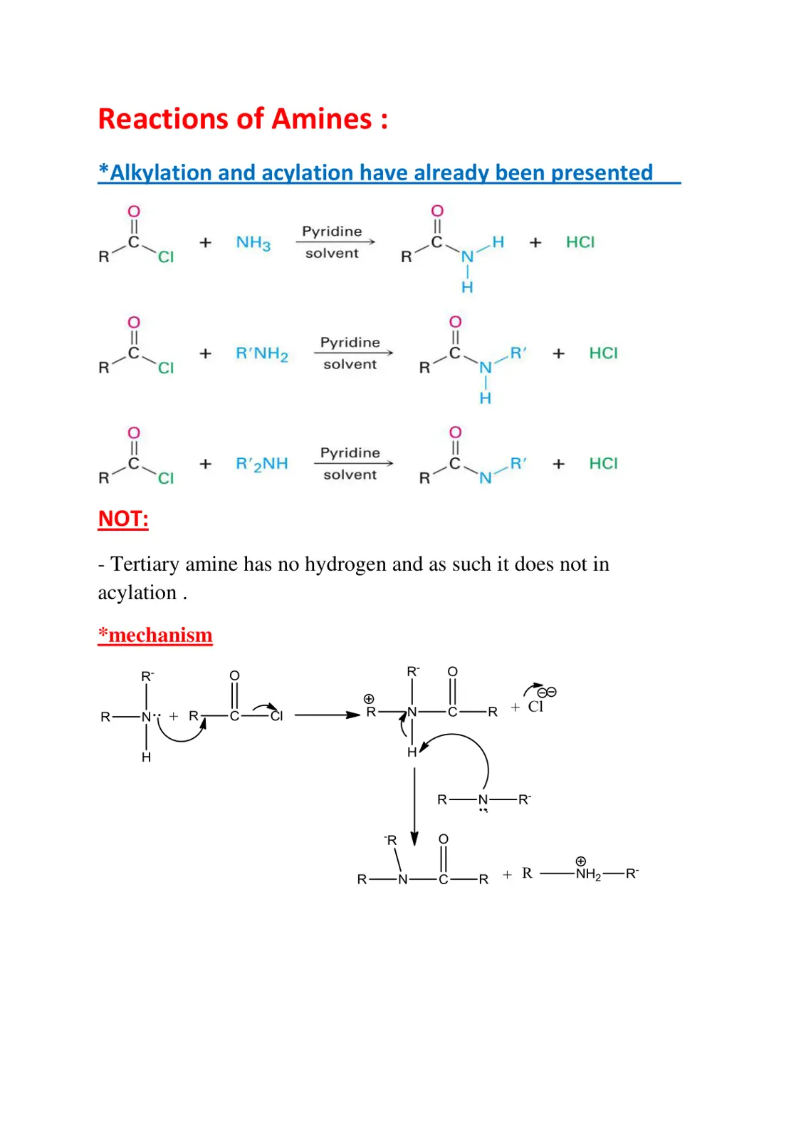 غلاف تقرير Reactions of Amines