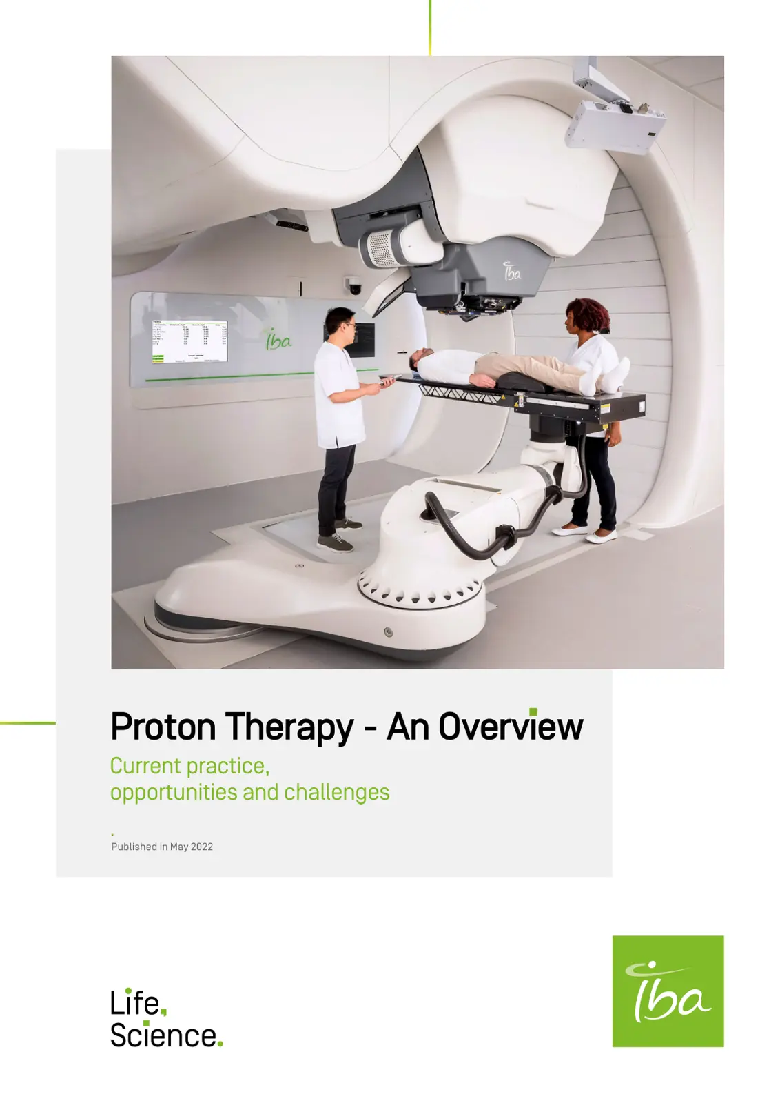 غلاف تقرير Proton Therapy - An Overview Current practice, opportunities and challenges