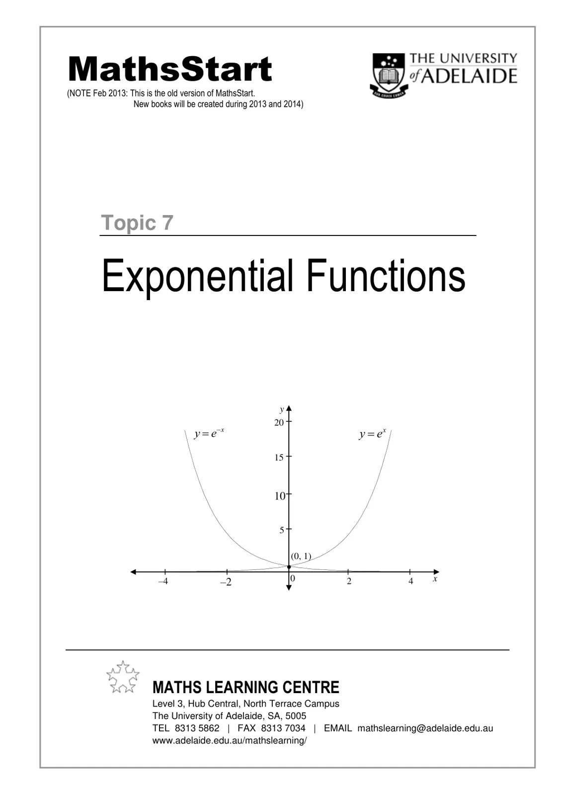 غلاف تقرير MathsStart Topic 7 Exponential Functions