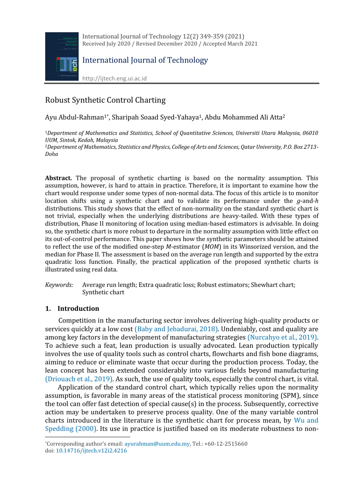 غلاف تقرير Robust Synthetic Control Charting