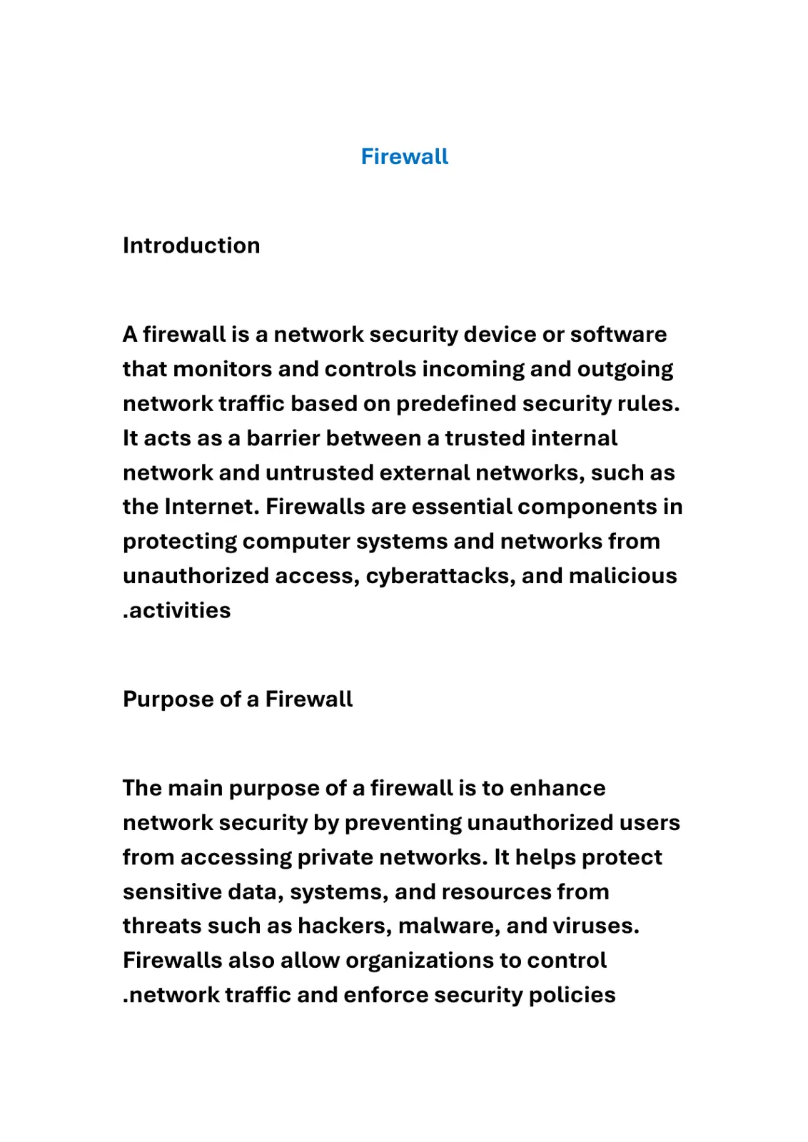 غلاف تقرير Firewall