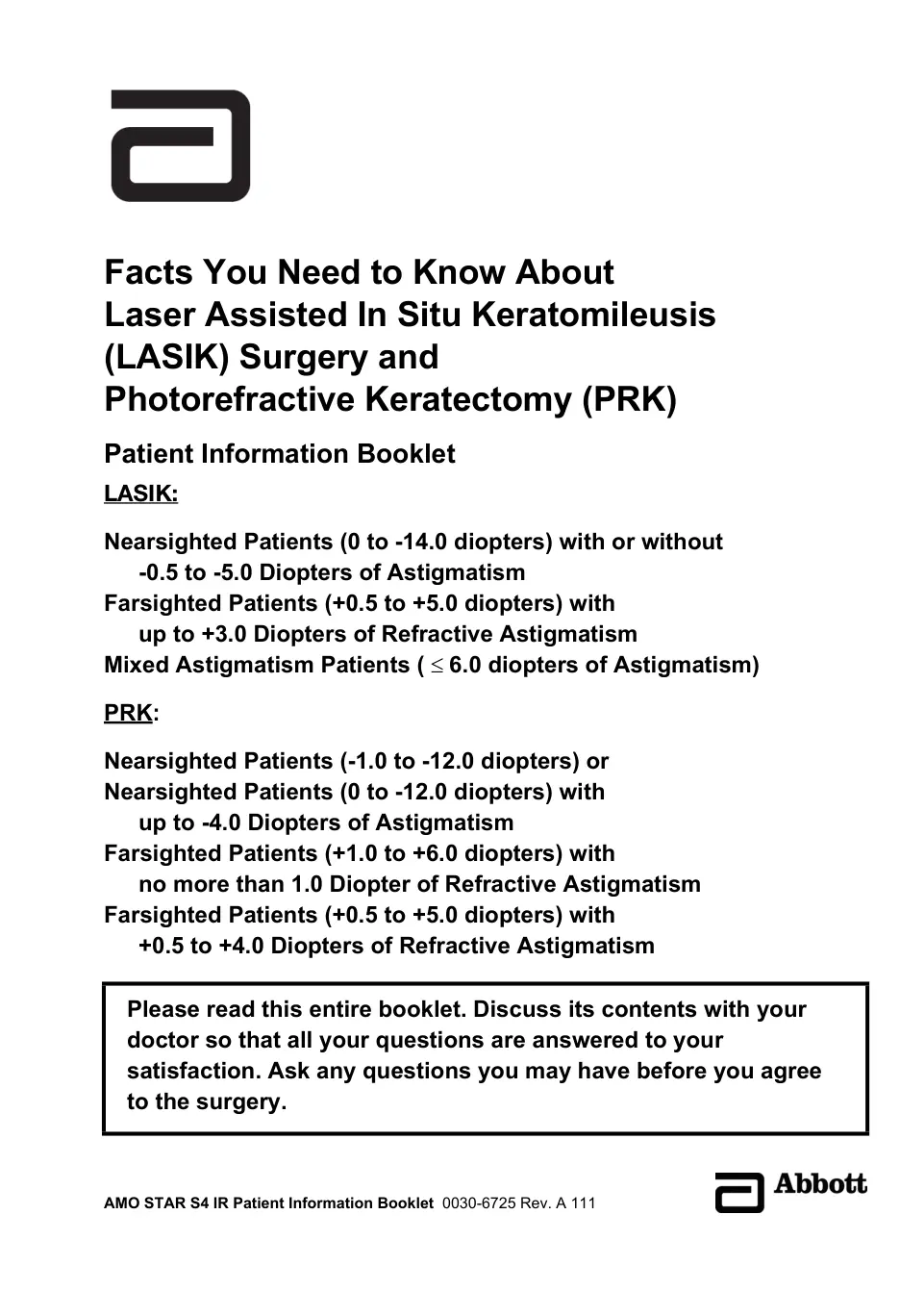 غلاف تقرير Facts You Need to Know About Laser Assisted In Situ Keratomileusis (LASIK) Surgery and Photorefractive Keratectomy (PRK)