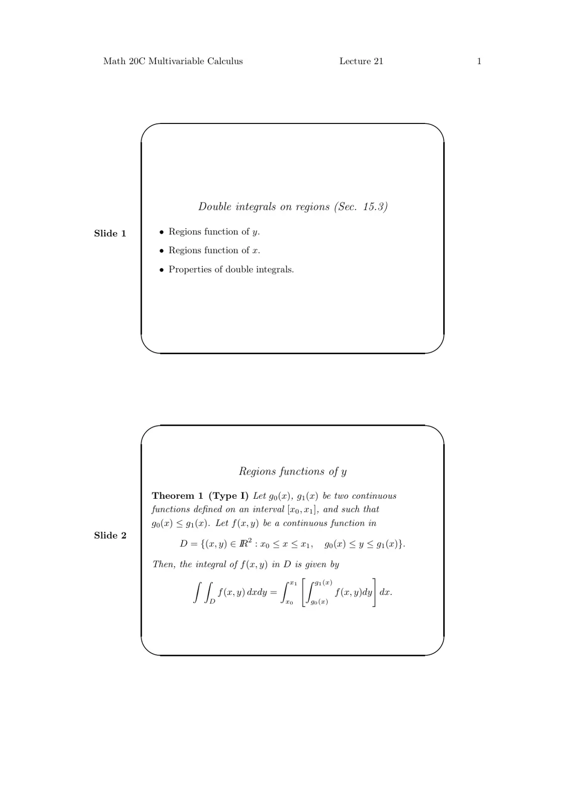 غلاف تقرير Math 20C Multivariable Calculus Lecture 21