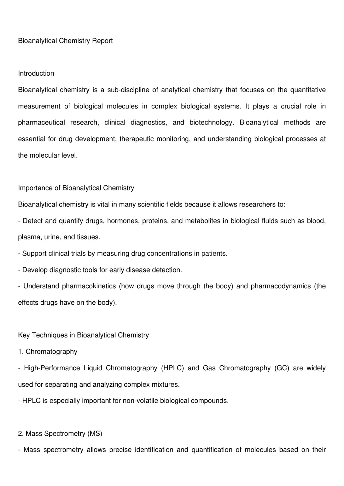 غلاف تقرير Bioanalytical Chemistry Report