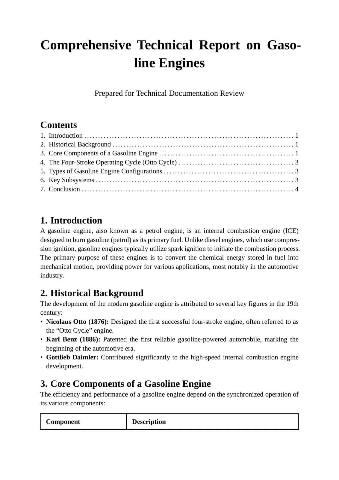 غلاف تقرير Comprehensive Technical Report on Gasoline Engines