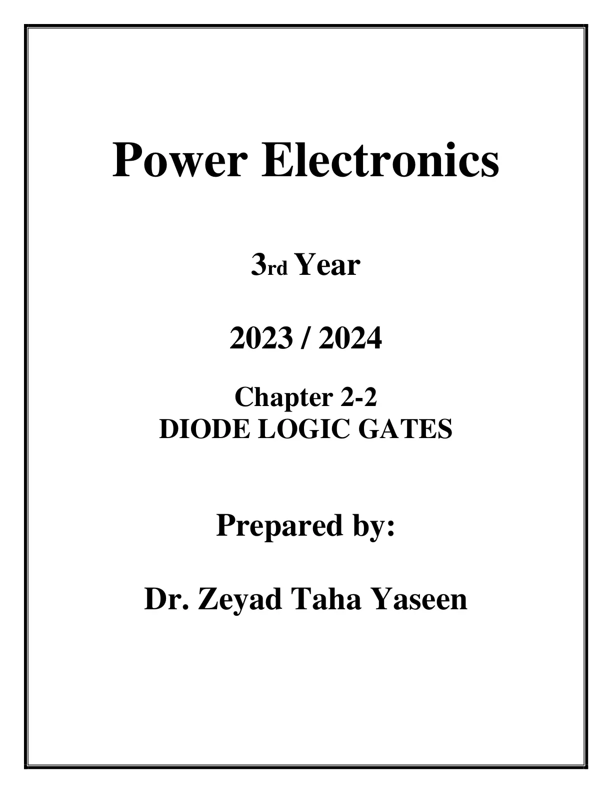 غلاف تقرير Power Electronics – Chapter 2-2: Diode Logic Gates
