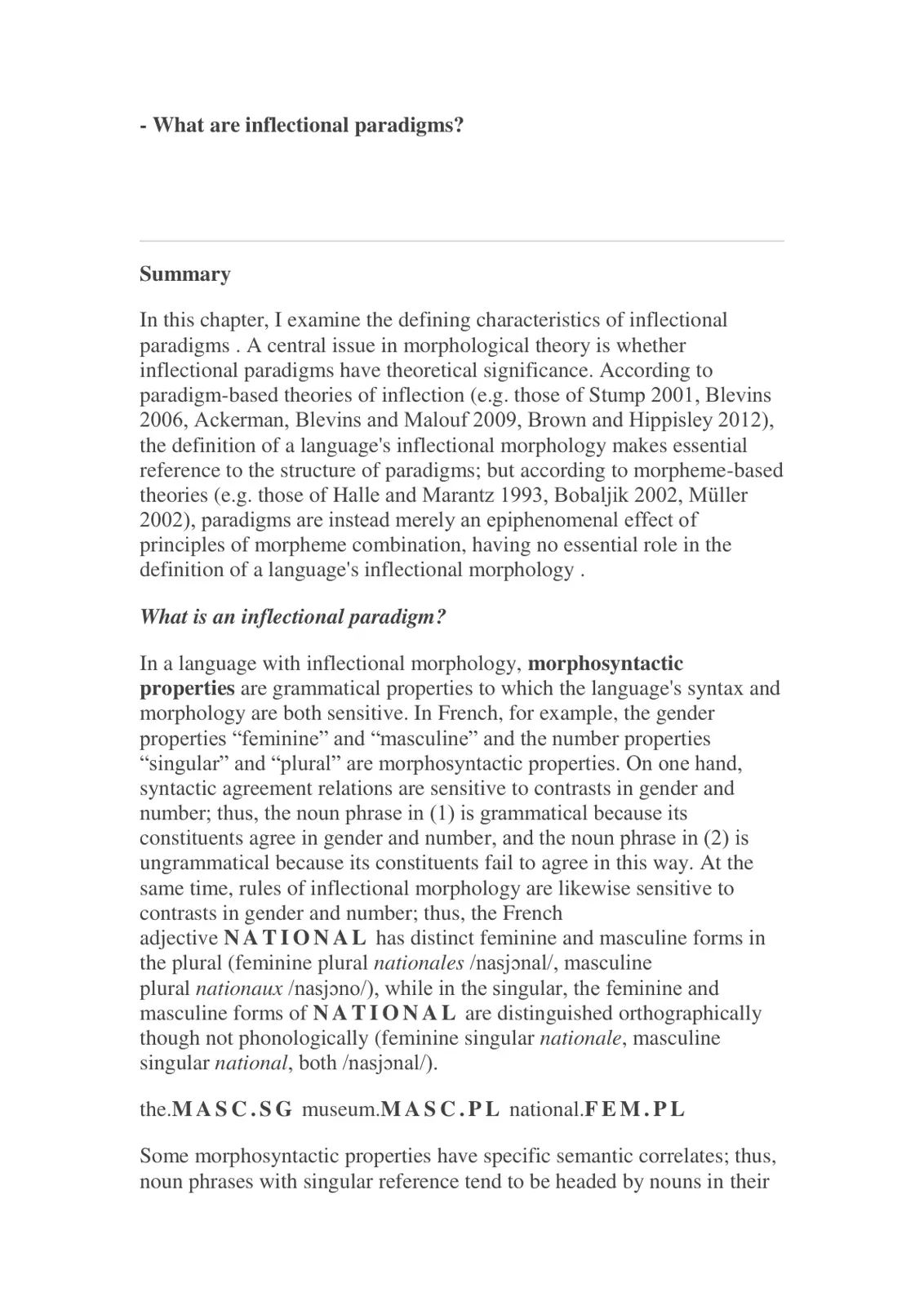 غلاف تقرير What are inflectional paradigms?