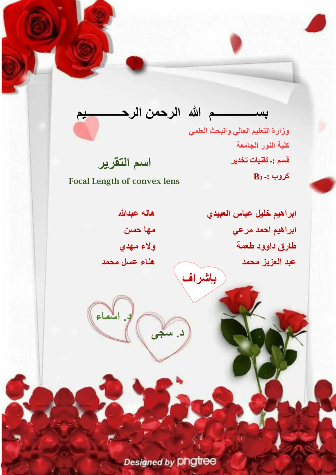 غلاف تقرير Focal Length of convex lens