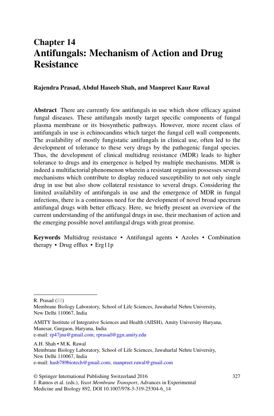 غلاف تقرير Antifungals: Mechanism of Action and Drug Resistance