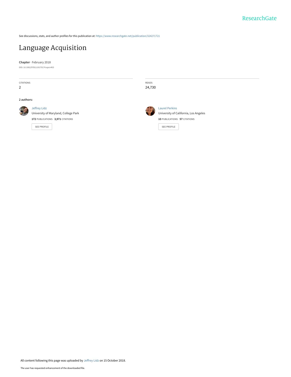 غلاف تقرير Language Acquisition