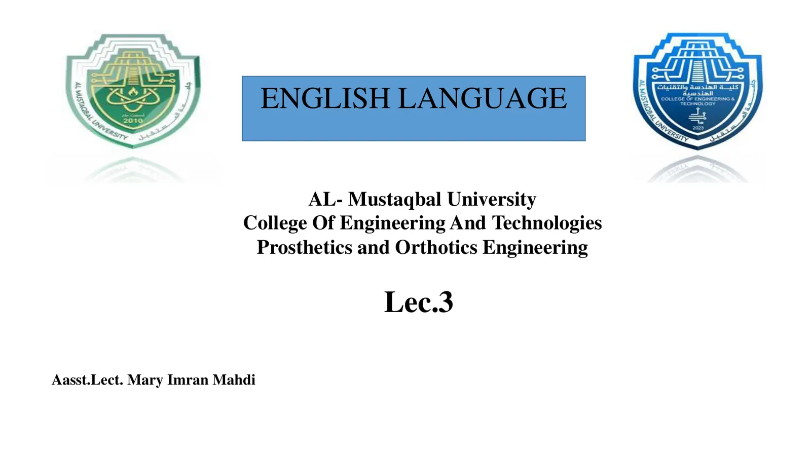 غلاف تقرير Prosthetics and Orthotics Engineering Lec.3
