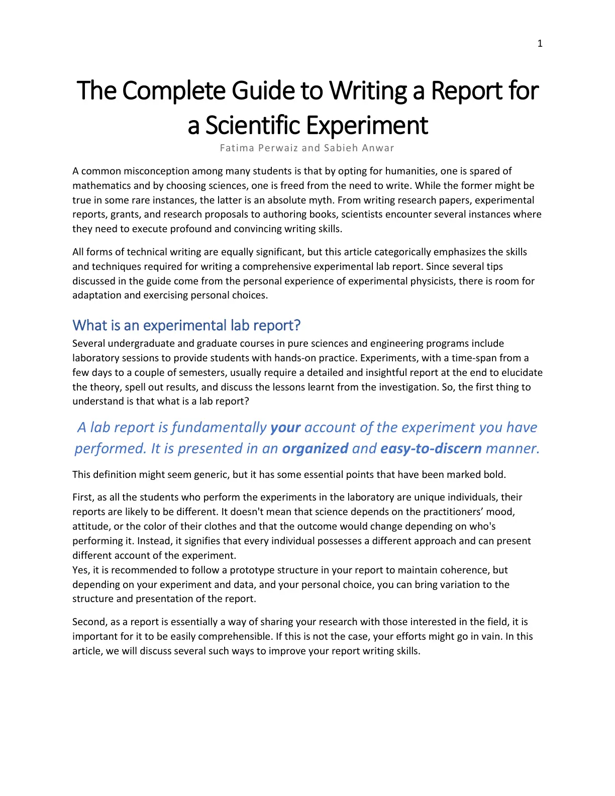 غلاف تقرير The Complete Guide to Writing a Report for a Scientific Experiment