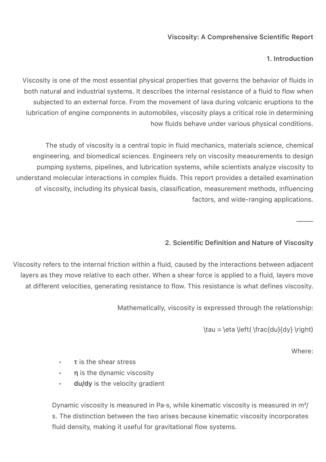 غلاف تقرير Viscosity: A Comprehensive Scientific Report