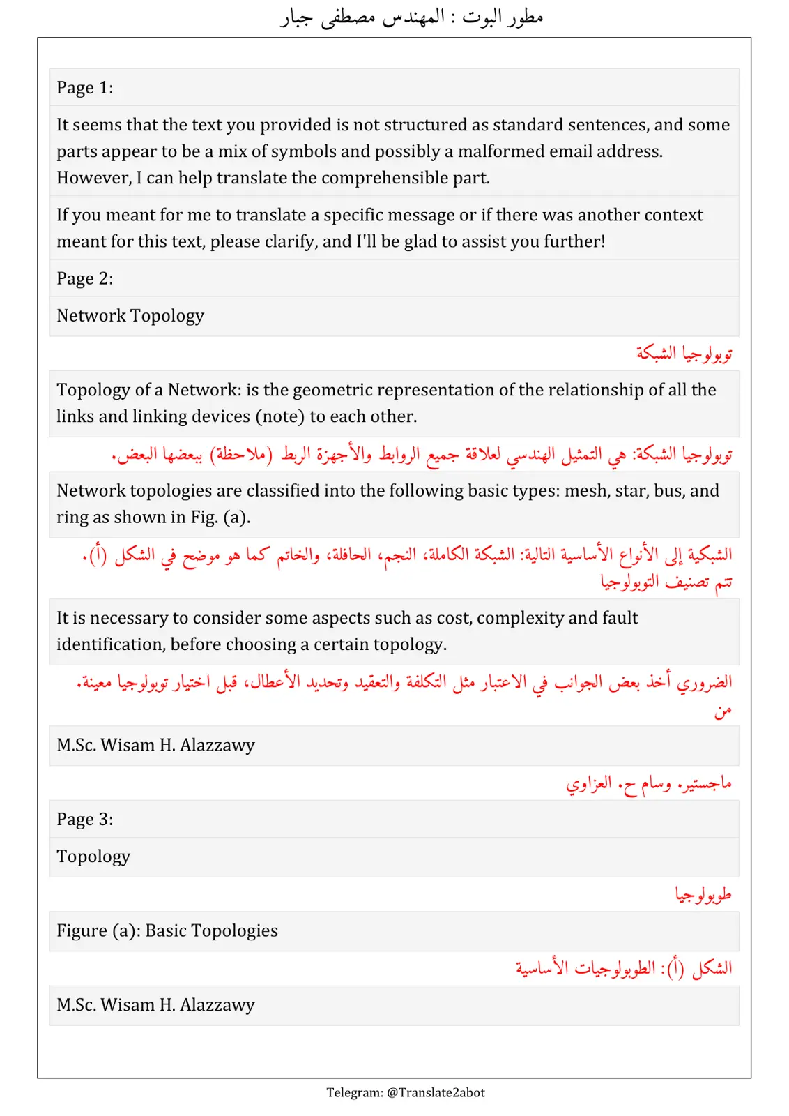 غلاف تقرير Network Topology
