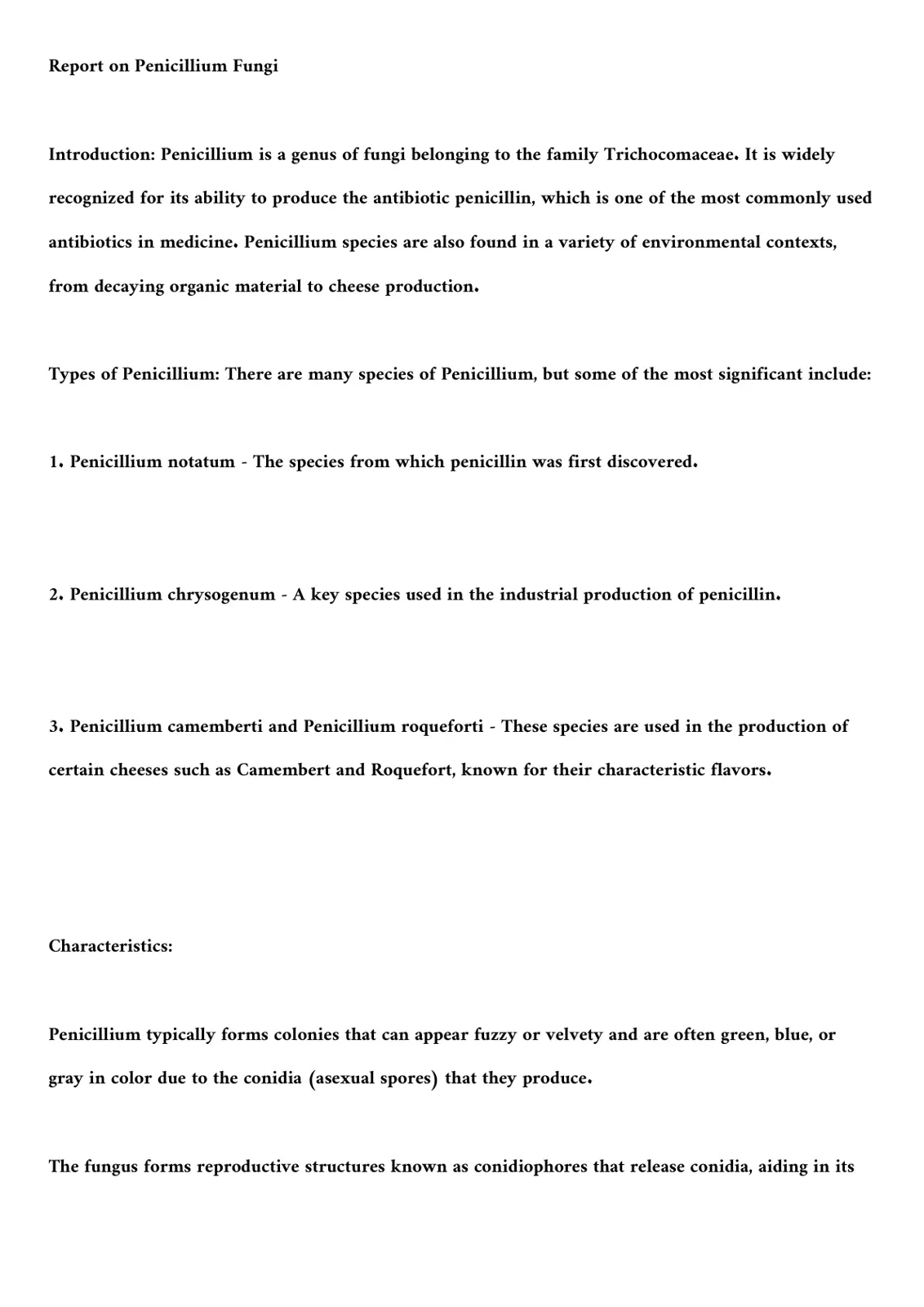 غلاف تقرير Report on Penicillium Fungi