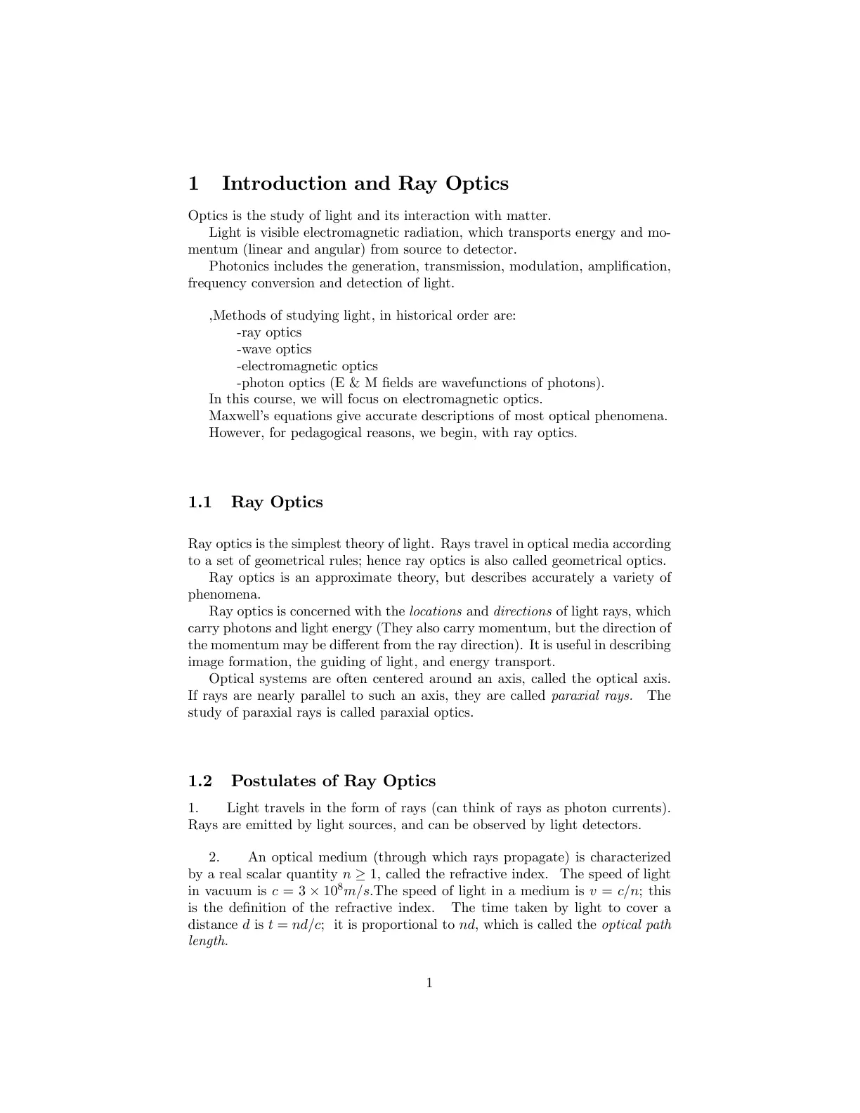 غلاف تقرير Introduction and Ray Optics